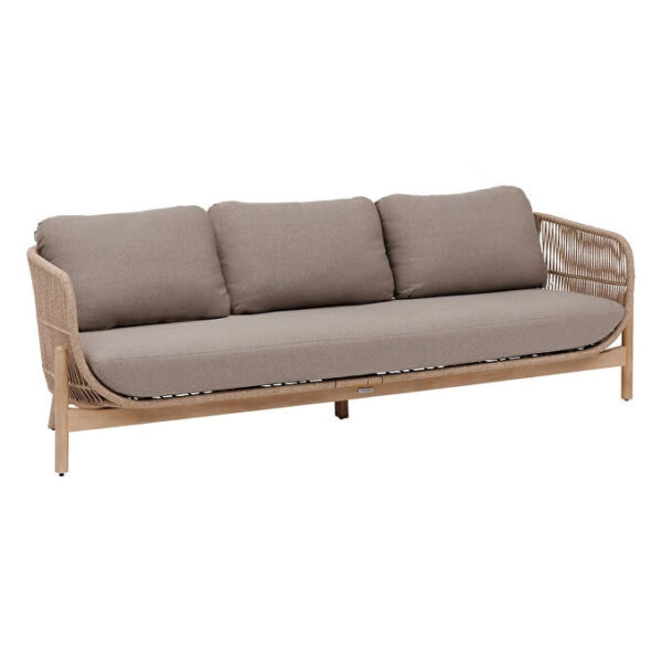 Canapé de jardin 3 personnes DEONA Taupe & Acacia – Image 3