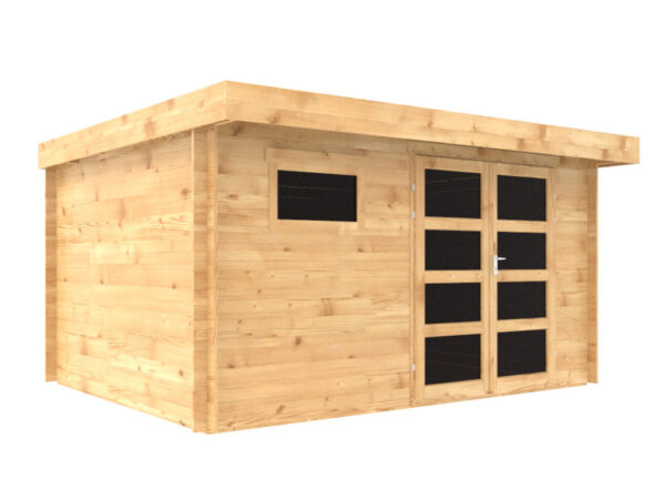Abri de jardin bois Ep. 28mm, 13 m² – toit plat – Neuf – DESTOCKAGE – Image 3