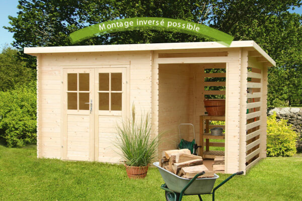 Abri de jardin bois Katy – 4,44 + 3 m² – Neuf – DESTOCKAGE – Image 2