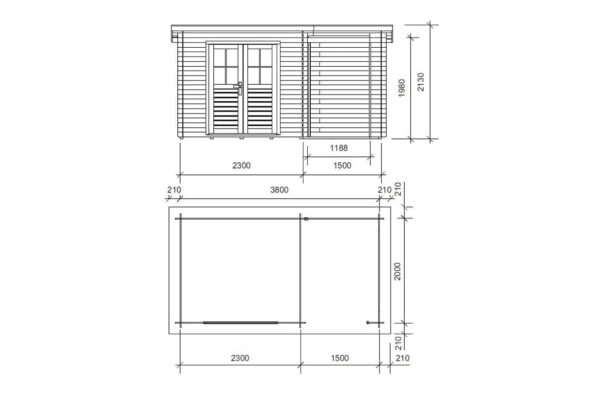 Abri de jardin bois Katy – 4,44 + 3 m² – Neuf – DESTOCKAGE – Image 5