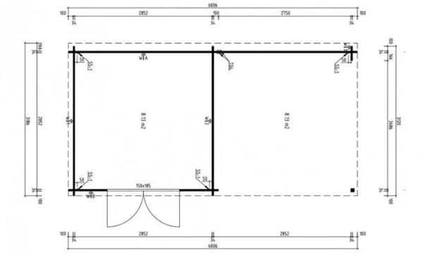 Abri de jardin Moussy 34mm - 8,13m² intérieur + préau 8.13m² – Image 2