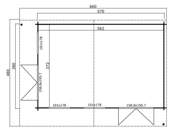 CABANE EN BOIS VIENNA, 5,62X3,72X2,45M, 40MM, NATUREL – Image 4